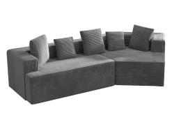 Sofá modular de 3 lugares em bombazine - Não necessita de montagem - Cinza
