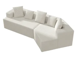 Sofá modular de 3 lugares em bombazine - Não necessita de montagem - Branco