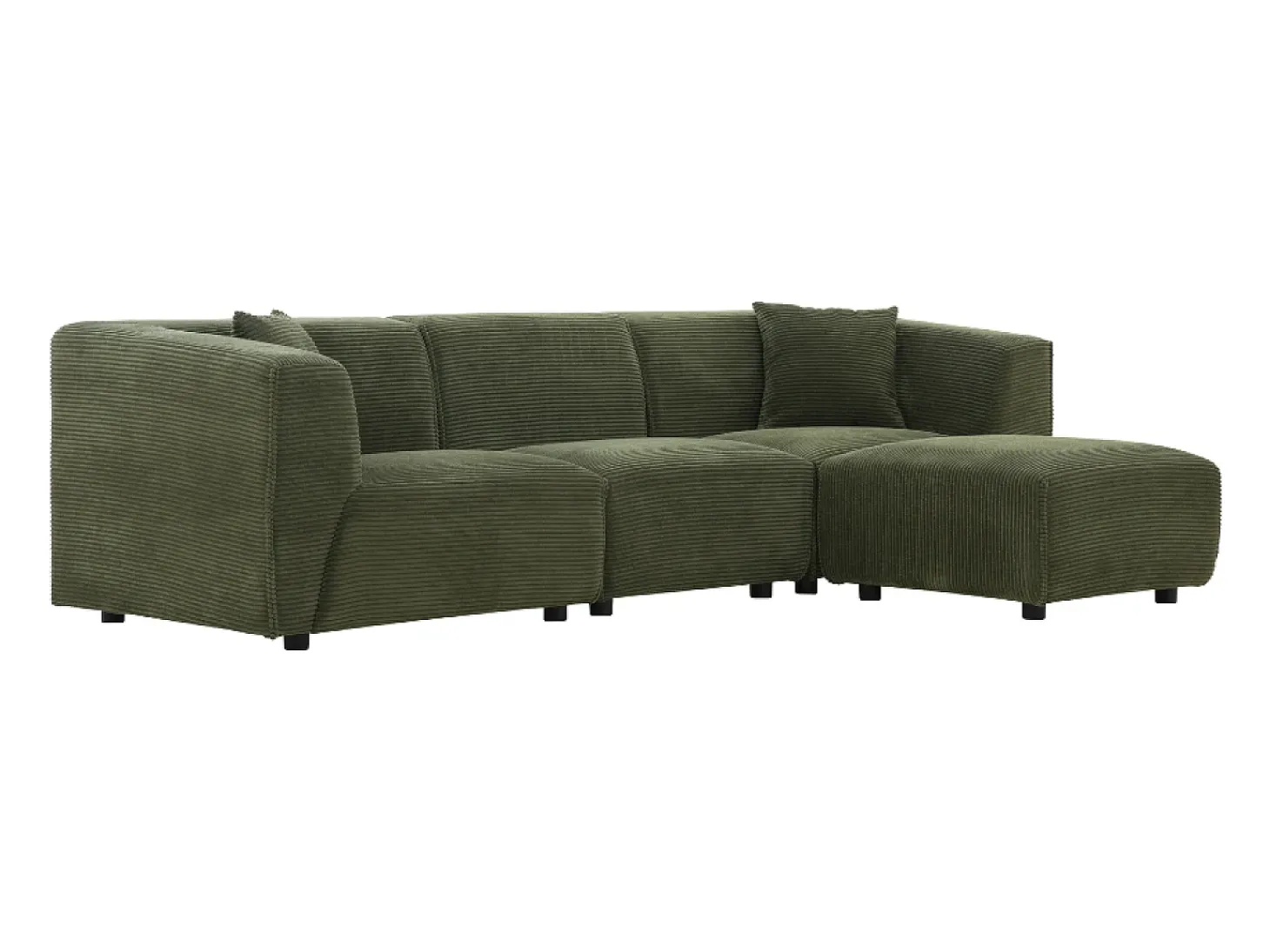 Sofá modular de 4 lugares em veludo cotelê verde Monroe