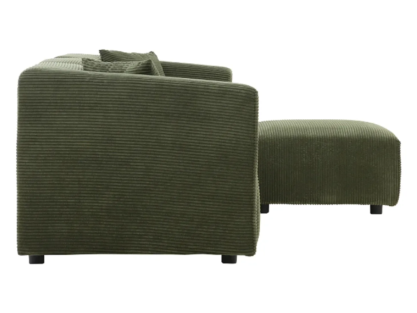 Sofá modular de 4 lugares em veludo cotelê verde Monroe