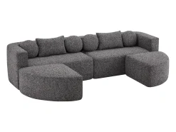 Sofá modular em formato de nuvem com função de cama - 292 x 165 x 68 cm - não requer montagem - chenille - preto