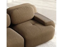 Sofá modular em veludo cotelê - 2 lugares - com 2 almofadas e 2 puffs - fundo antiderrapante - 208x178x70cm - Marrom