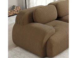 Sofá modular em veludo cotelê - 2 lugares - com 2 almofadas e 2 puffs - fundo antiderrapante - 208x178x70cm - Marrom