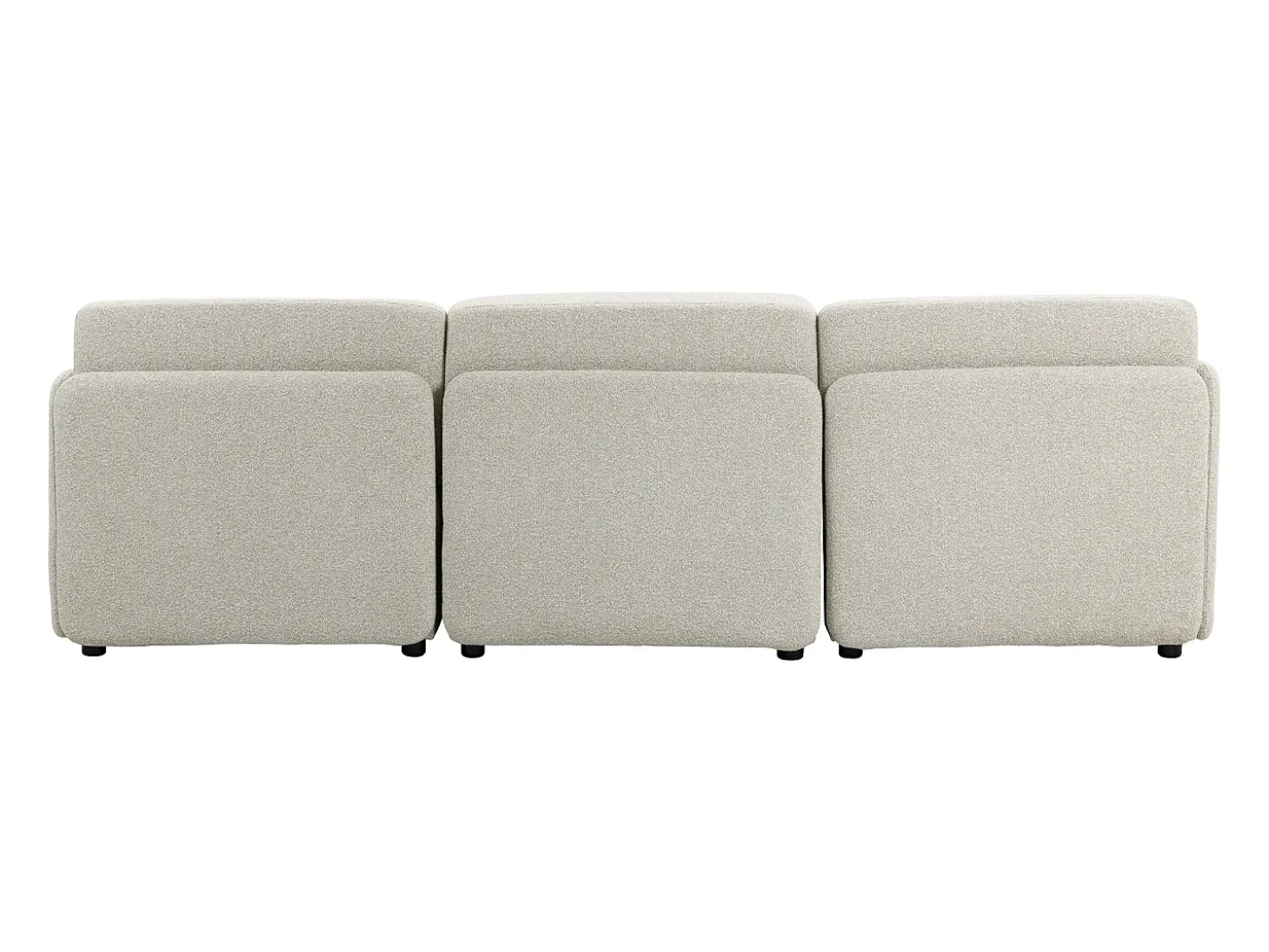 Sofá modular MIA de 3 lugares com pufe em tecido bege - Conforto e modularidade com estilo