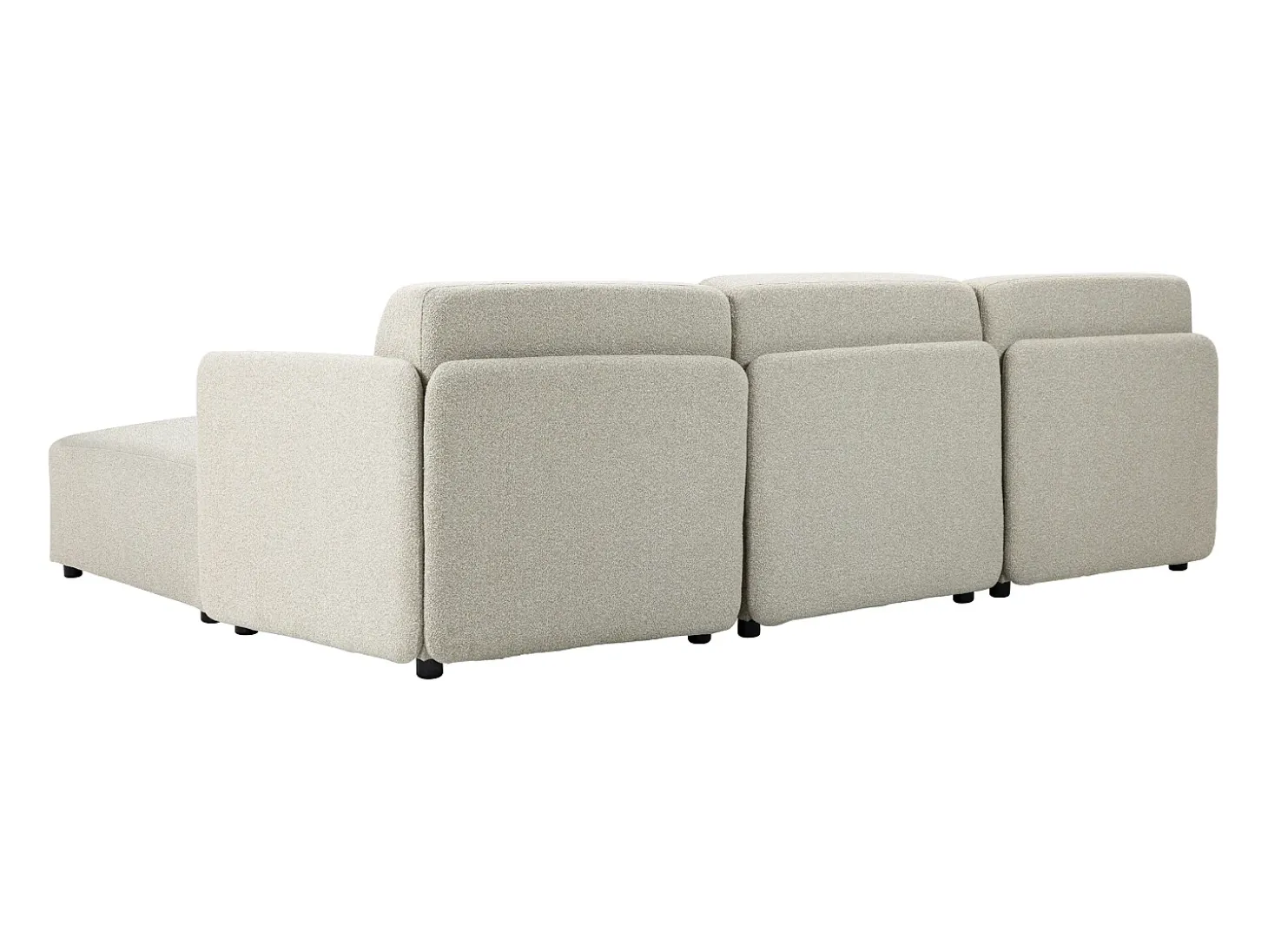 Sofá modular MIA de 3 lugares com pufe em tecido bege - Conforto e modularidade com estilo