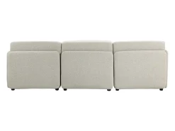 Sofá modular MIA de 3 lugares com pufe em tecido bege