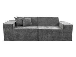 Sofá modular reto em tecido texturado "Lusso" - 3 lugares - Cinza