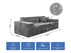 Sofá modular reto em tecido texturado 
