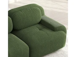 Sofá modular veludo côtelê - 2 lugares - com 2 almofadas e 2 puff - base antiderrapante - 208x178x70cm - Verde
