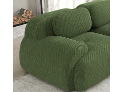 Sofá modular veludo côtelê - 2 lugares - com 2 almofadas e 2 puff - base antiderrapante - 208x178x70cm - Verde