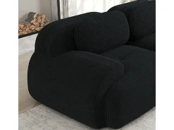 Sofá modular veludo côtelê - 2 lugares - com 2 almofadas e 2 puff - base antiderrapante - 208x178x70cm - Preto