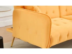 Sofá multifuncional 2 lugares - Encosto ajustável - Braços ajustáveis - Veludo - ​​Bege​