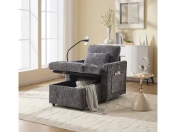 Sofá multifuncional com suporte para celular, poltrona de chenille para sala de estar.