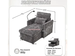 Sofá multifuncional com suporte para celular, poltrona de chenille para sala de estar.