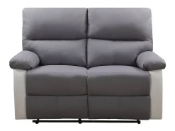 Sofá relax "Lincoln" - 147 x 89 x 103 cm - 2 lugares - Branco / cinza claro