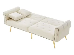 Sofá Relaxante Bege - Sofá com Encosto e Braços Ajustáveis ​​- 6 Pernas em Metal - para Sala de Estar e Quarto