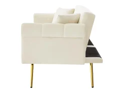 Sofá Relaxante Bege - Sofá com Encosto e Braços Ajustáveis ​​- 6 Pernas em Metal - para Sala de Estar e Quarto