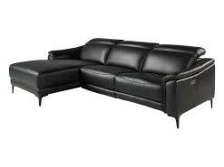 Sofá relaxante com chaise longue esquerda em pele preta 6206 ANGEL CERDA