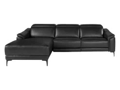 Sofá relaxante com chaise longue esquerda em pele preta 6206 ANGEL CERDA