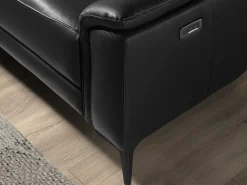 Sofá relaxante com chaise longue esquerda em pele preta 6206 ANGEL CERDA