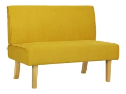 Sofá reto amarelo - Sofá com encosto e pés em madeira - para quarto e sala de estar