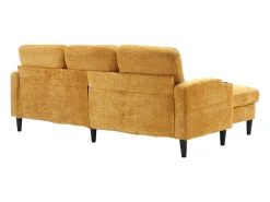 Sofá reto amarelo de 4 lugares com apoio para os pés, bolsos laterais e suporte para copos 196,5 x 75 x 77 cm