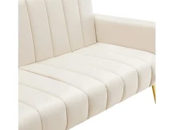 Sofá reto bege - com encosto e braços ajustáveis ​​- para sala de estar e quarto