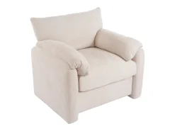 Sofá reto bege - Sofá com braços e encosto - Chenille - para sala de estar e quarto