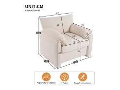Sofá reto bege - Sofá com braços e encosto - Chenille - para sala de estar e quarto