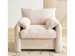 Sofá reto bege - Sofá com braços e encosto - Chenille - para sala de estar e quarto