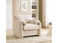 Sofá reto bege - Sofá com braços e encosto - Chenille - para sala de estar e quarto