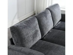 Sofá reto cinzento de 4 lugares com apoio para os pés, bolsos laterais e suporte para copos 196,5 x 75 x 77 cm