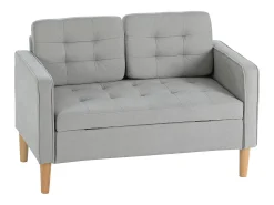 Sofá reto de 2 lugares em veludo cinza com armazenamento integrado - 117x62x78cm