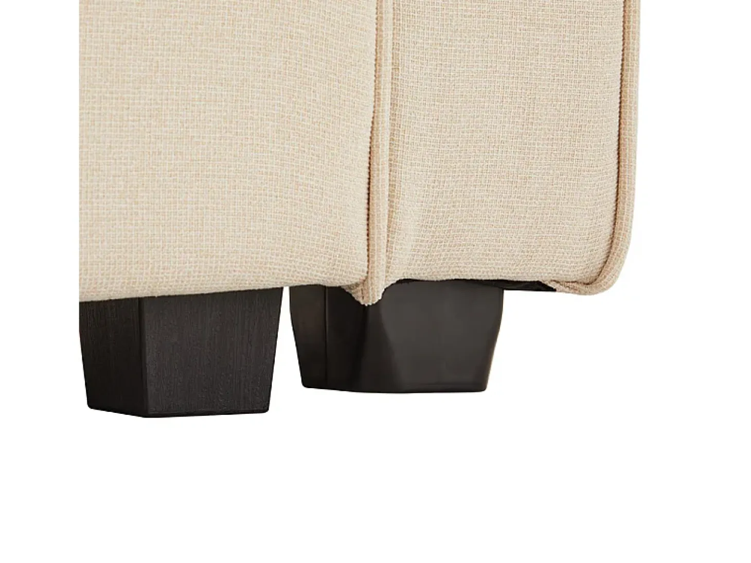 Sofá reto em linho bege - 4 lugares - com bolsos nos braços e 4 almofadas - 264x83x87cm