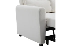 Sofá reto em veludo bege - Sofá de relaxamento com função de extensão e encosto ajustável - encosto e braços