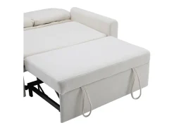 Sofá reto em veludo bege - Sofá de relaxamento com função de extensão e encosto ajustável - encosto e braços