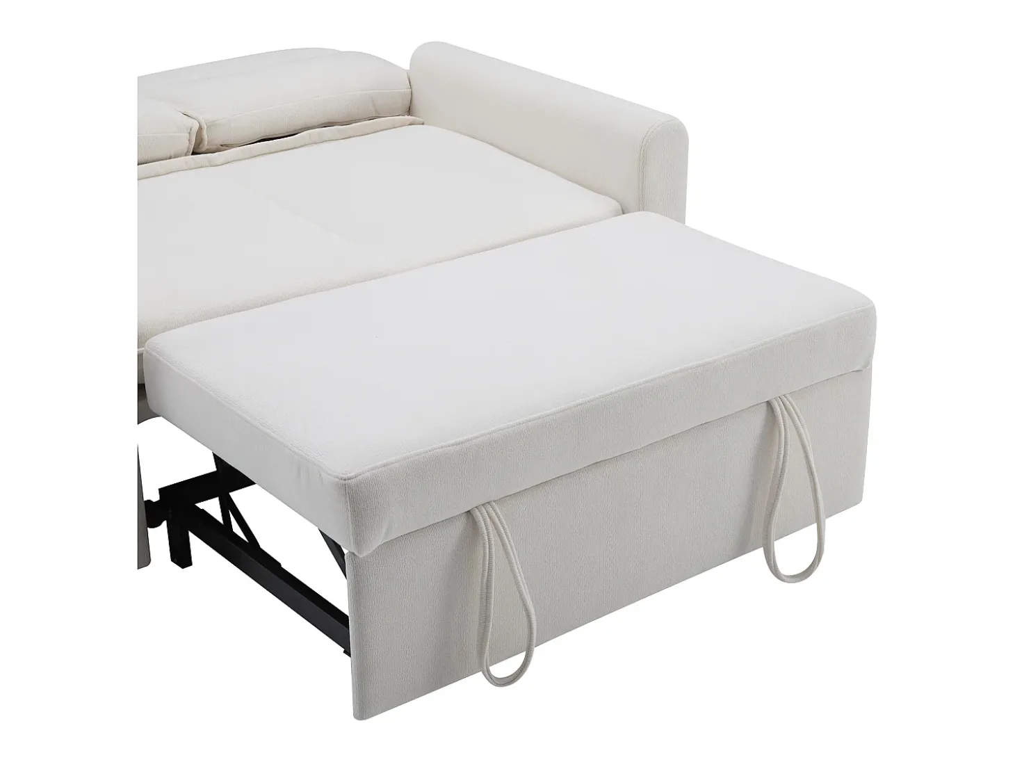 Sofá reto em veludo bege - Sofá de relaxamento com função de extensão e encosto ajustável - encosto e braços