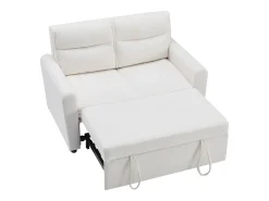 Sofá reto em veludo bege - Sofá de relaxamento com função de extensão e encosto ajustável - encosto e braços