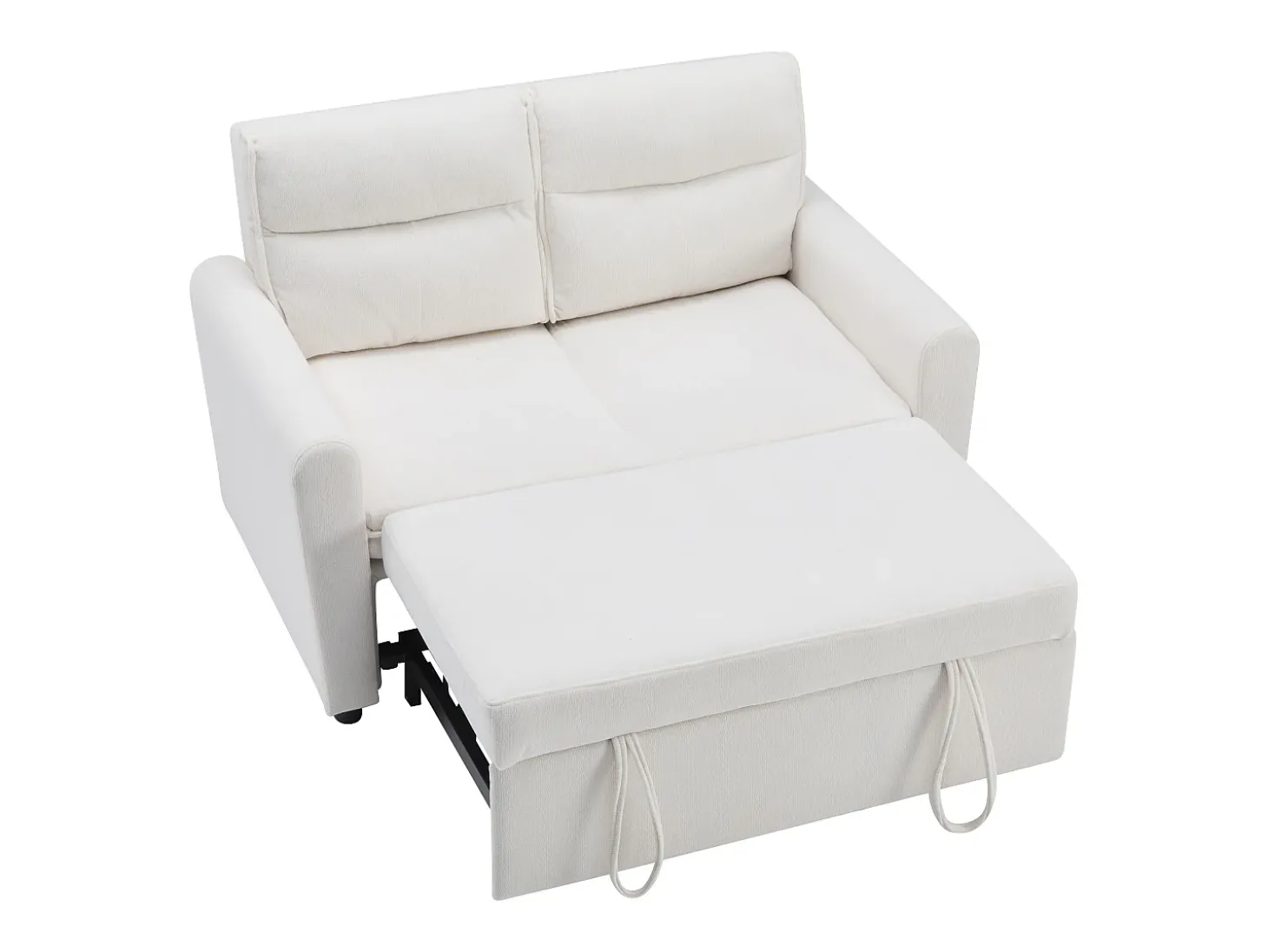 Sofá reto em veludo bege - Sofá de relaxamento com função de extensão e encosto ajustável - encosto e braços