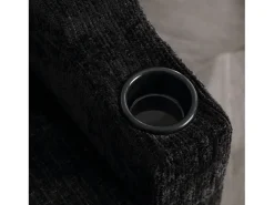 Sofá reto preto de 4 lugares com apoio para os pés, bolsos laterais e suporte para copos 196,5 x 75 x 77 cm