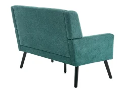 Sofá retro de 2 lugares em linho verde - Pés em madeira antiderrapantes - Ideal para sala de estar, quarto e escritório.