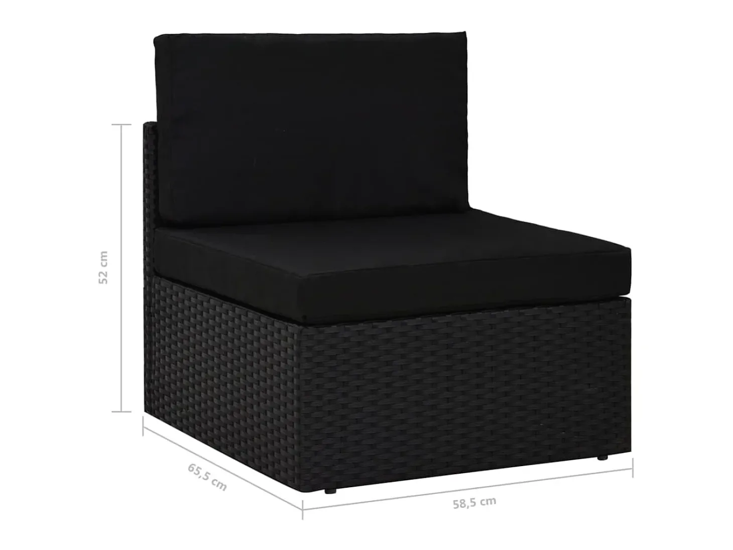 Sofá seccional de 2 lugares vime PE preto