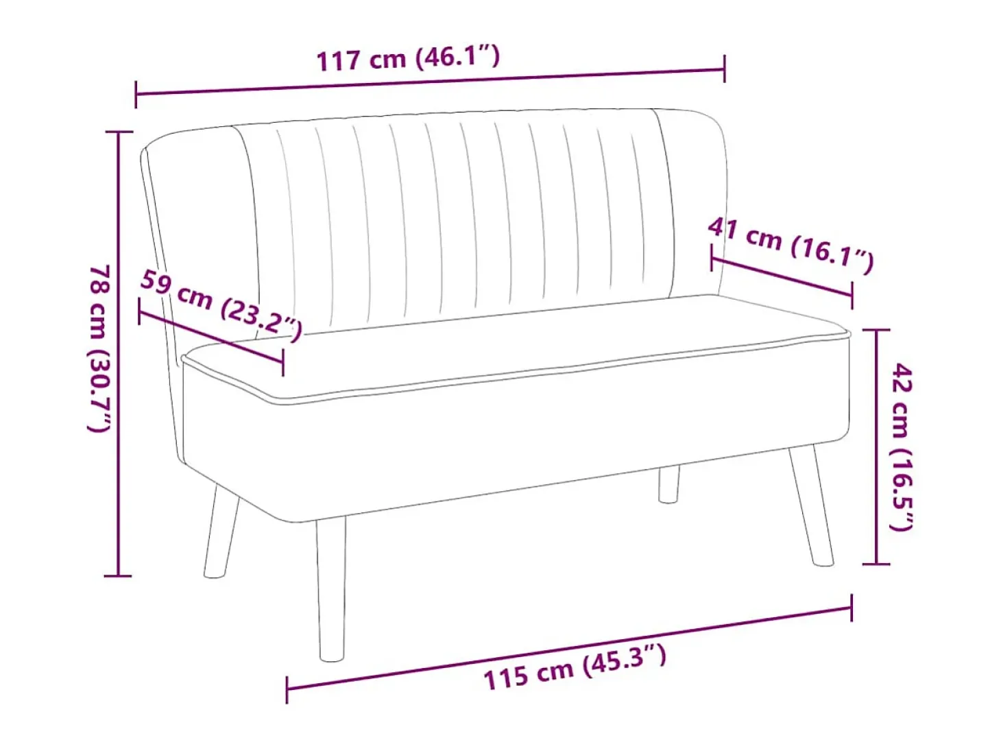 Sofá tecido 117x55,5x77 cinzento-escuro