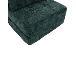 Sofá verde de 1 lugar - Sofá dobrável com encosto e almofadas - chenille