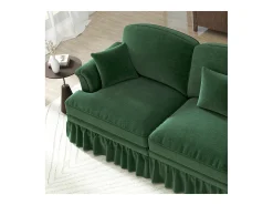 Sofá verde de 3 lugares com apoio lombar - Apoio para os pés móvel - Tecido chenille
