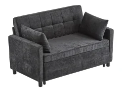 Sofá 142x79x85 cm - Encosto ajustável - Veludo chenille - Com 2 almofadas - Preto