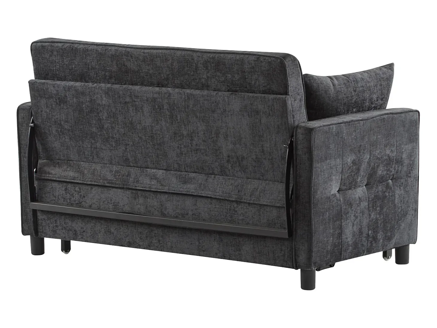 Sofá 142x79x85 cm - Encosto ajustável - Veludo chenille - Com 2 almofadas - Preto