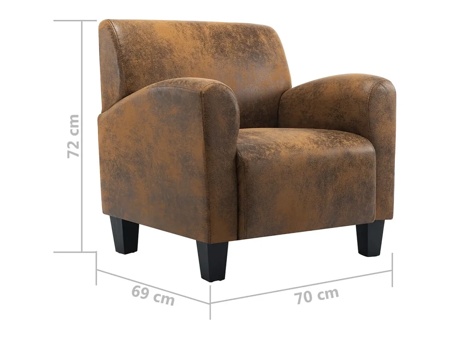Sofá-cadeira Castanho 70x69x72 cm Camurça Sintética SHL464044