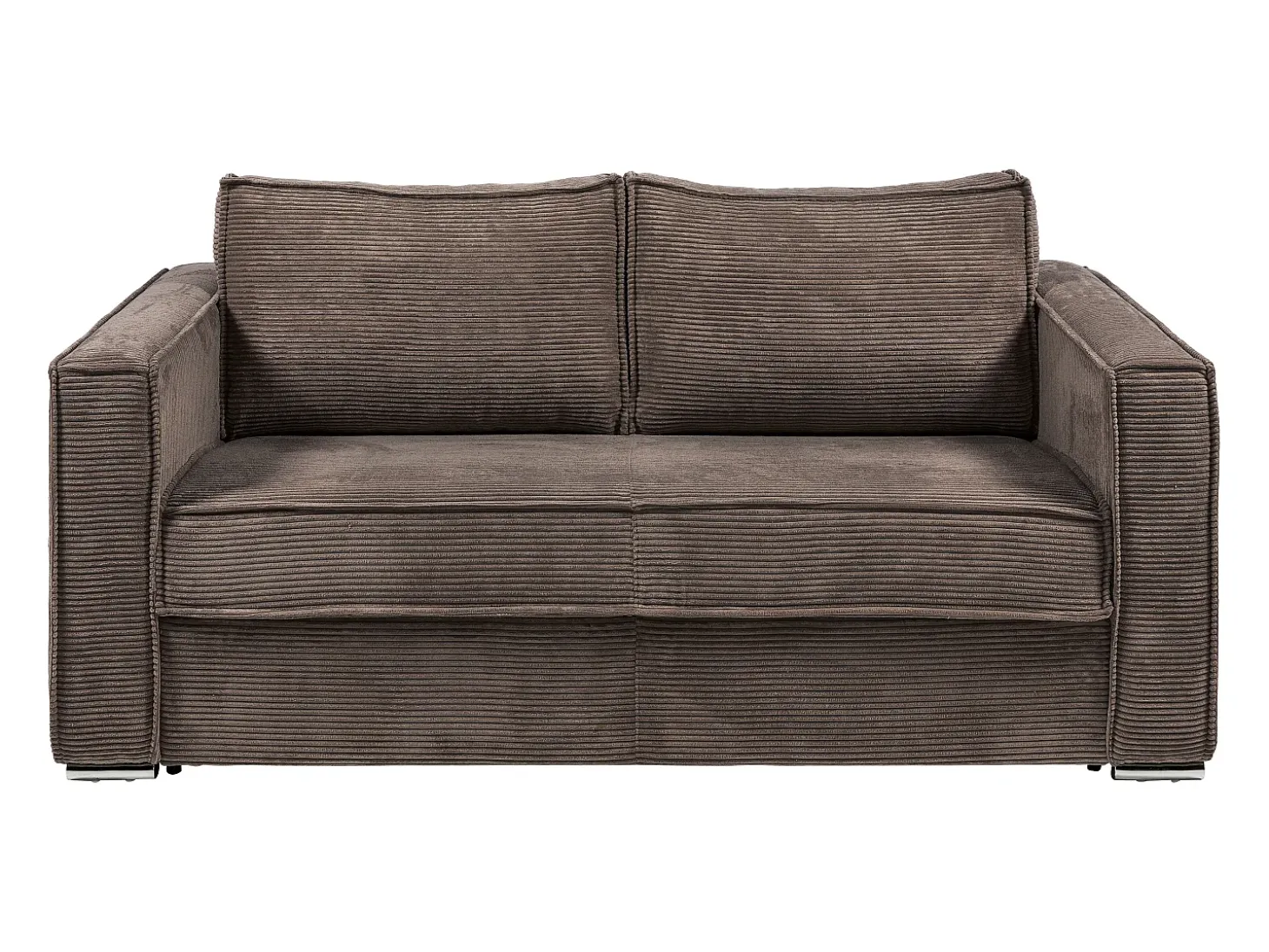 Sofá-cama 140 cm veludo canelado castanho assento memória de forma ripas largas 18 cm LORETO