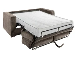 Sofá-cama 140 cm veludo canelado castanho assento memória de forma ripas largas 18 cm LORETO